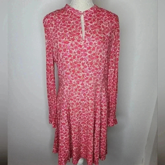 A loves a floral cherry print dress size L rayon - Picture 2 of 15